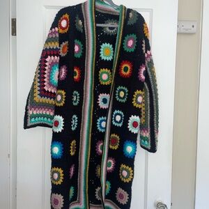 Colorful Crochet Open Front Cardigan